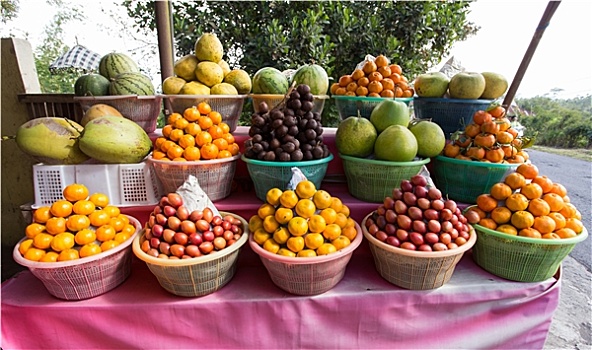 热带水果,篮子,水果,市场