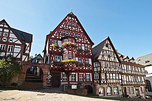 半木结构,房子,市场,弗兰克尼亚,巴伐利亚,德国,欧洲