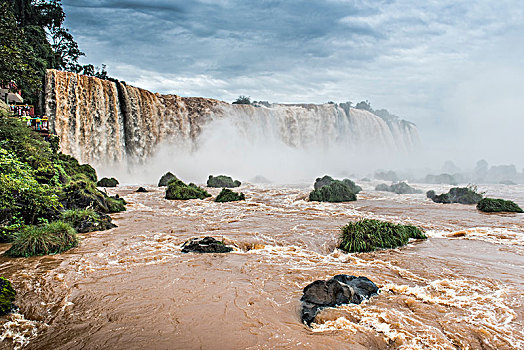 伊瓜苏瀑布,伊瓜苏,河,边界,巴西,阿根廷,南美