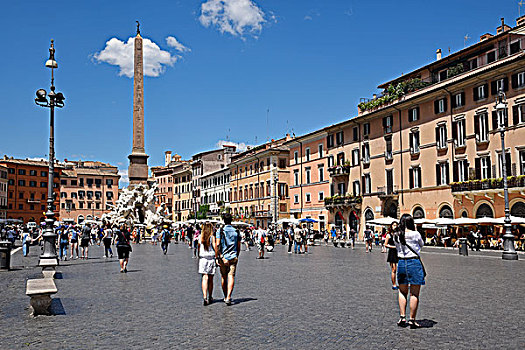 旅游,纳佛那广场,四个,河,喷泉,方尖塔,罗马,拉齐奥,意大利,欧洲