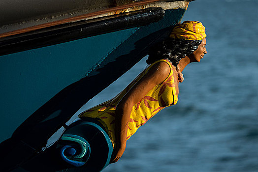 船头雕饰,船首,三桅帆船,安提瓜岛,安提瓜和巴布达,中美洲