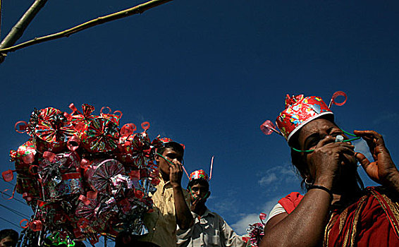 村民,销售,自制,商品,乡村,地区,传统文化,国家,孟加拉,八月,2007年