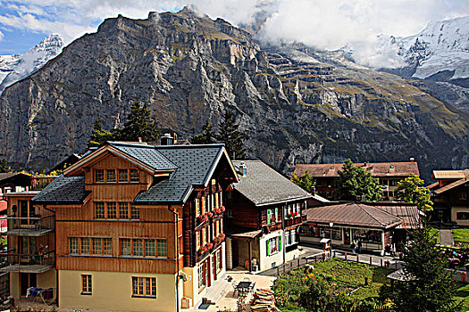 瑞士,阿尔卑斯山,伯恩高地,山村