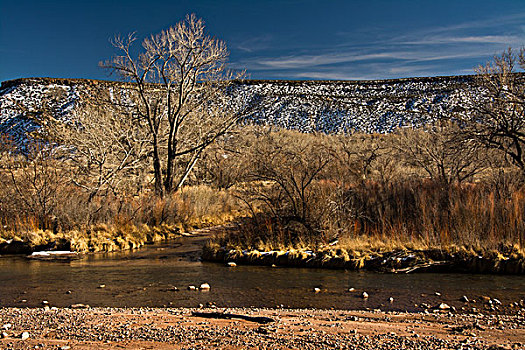 河,峡谷,荒野,冬天,新墨西哥,美国