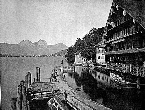 一个,第一,照片,码头,湖,瑞士