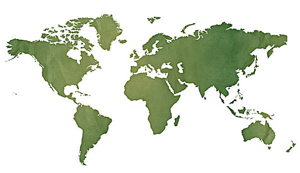 世界地图,绿色,纸