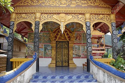 装饰,入口,寺院,佛教寺庙,省,老挝,亚洲