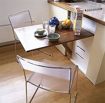 留白,早餐桌,铬合金,线,椅子