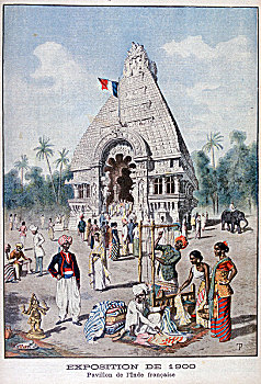法国人,印度,亭子,展示,19世纪,巴黎,艺术家,未知