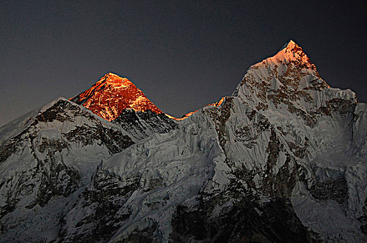 尼泊尔,萨加玛塔,昆布,山谷,珠穆朗玛峰,光线,太阳