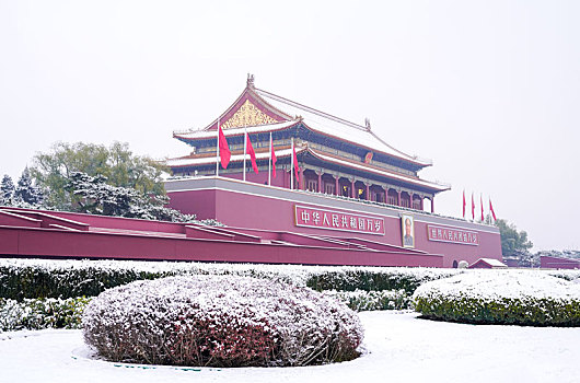 北京天安门故宫雪景