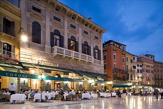 餐馆,晚间,维罗纳,威尼斯,意大利,欧洲