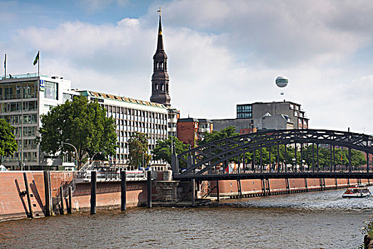 汉堡市,历史,上方,港口,教堂,德国,欧洲