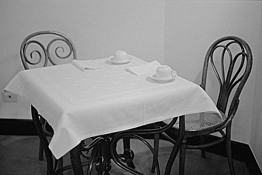 咖啡,桌子,两个,椅子,杯子,碟,酒店,洛迦诺,瑞士,罗马,意大利,序列
