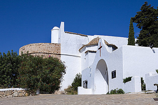 教堂,伊比沙岛,西班牙,仰视