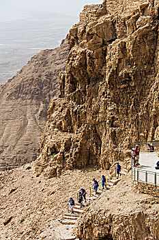 以色列,约旦河西岸,马萨达,国家公园,要塞,风景,楼梯,旅游