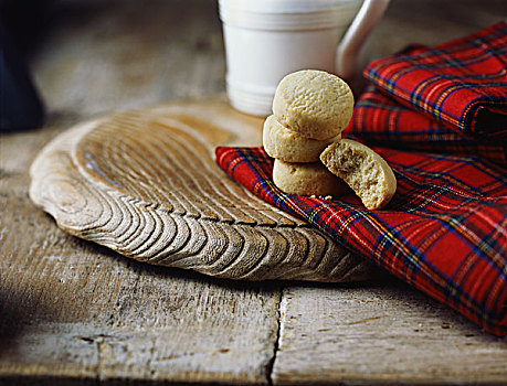 奢华,苏格兰,黄油,奶油甜酥饼,格子图案,茶巾