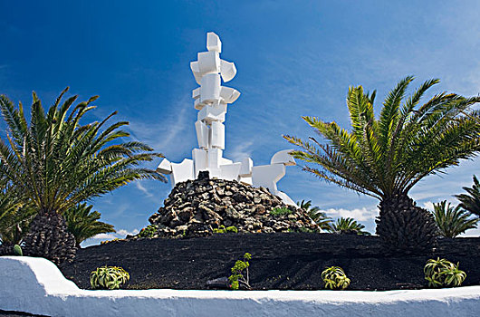 農夫,紀念建筑,莫茲嘎,蘭索羅特島,加納利群島,西班牙,歐洲