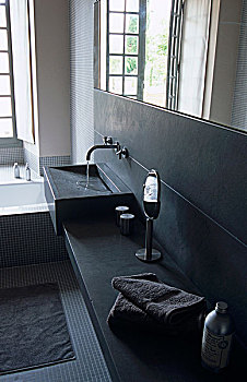 水龙头,花絮,暗色,灰色,盥洗池,简约,浴室