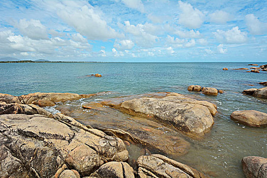 花冈岩,海岸,夏天,湾,昆士兰,澳大利亚