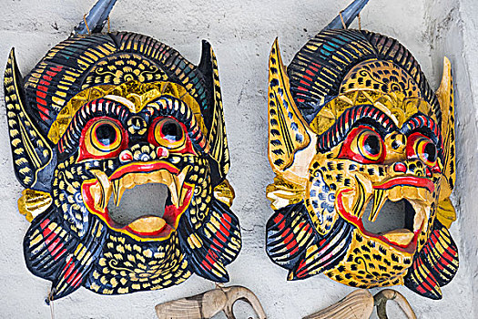 传统,巴厘岛,面具,雕刻,乌布,印度尼西亚