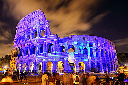 罗马角斗场,夜晚,旅游,彩色,世界,地标,象征,罗马,意大利