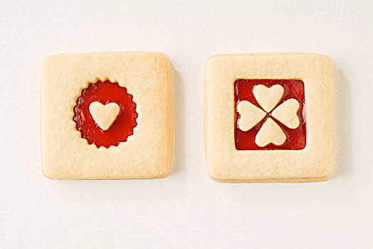 两个,情人节,饼干,白色背景