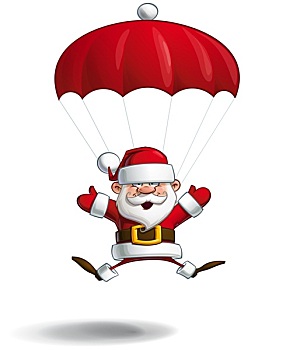 高兴,圣诞老人,降落伞,摊开手