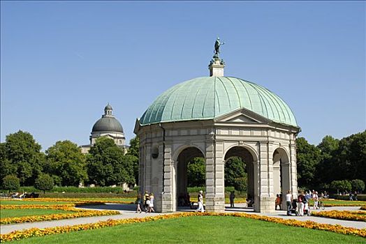 小,庙宇,宫廷花园,市中心,慕尼黑,上巴伐利亚,德国,欧洲
