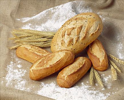 白面包,谷穗,黄麻纤维
