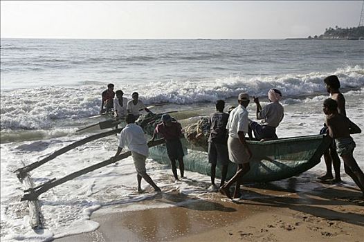 渔船,海滩,斯里兰卡,亚洲
