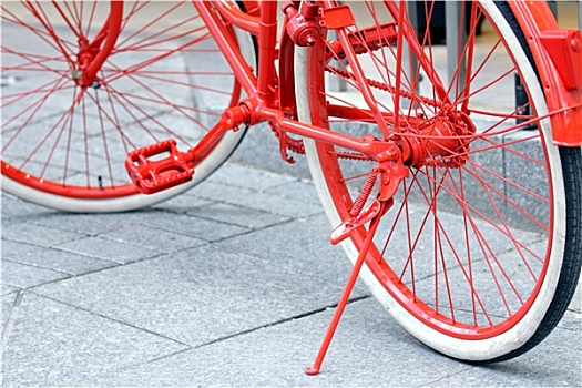 红色,自行车,特写