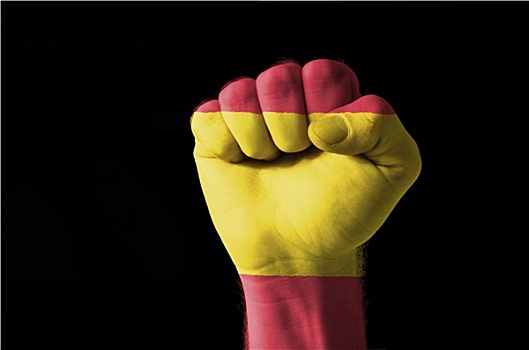 拳头,涂绘,彩色,西班牙,旗帜