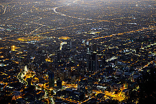 市中心,中央商务区,夜晚,风景,波哥大,哥伦比亚,南美