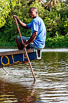 非洲,喀麦隆,划船,传统,独木舟,船,河