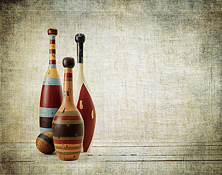 旧式,木质,保龄球瓶