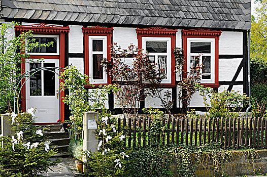 半木结构,房子,正面,花园,戈斯拉尔,下萨克森,德国,欧洲