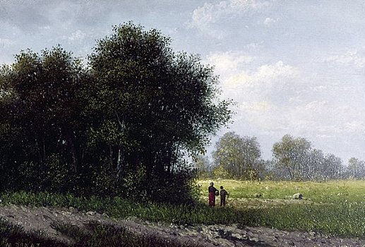风景,油,19世纪,美国,宾夕法尼亚,费城