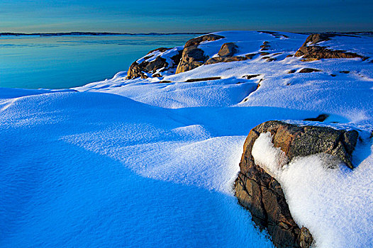 雪,悬崖,海洋