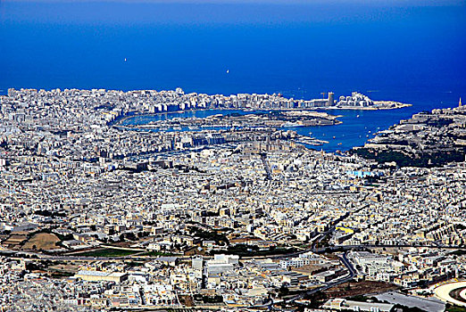 俯视,照片,瓦莱塔市,马耳他,岛屿,欧洲