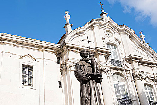 葡萄牙,里斯本,帕多瓦,雕塑,正面,教堂