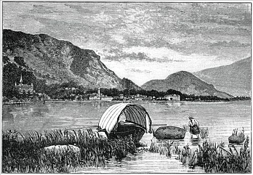 马焦雷湖,意大利北部,19世纪,艺术家,未知
