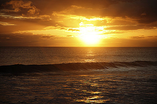 夏威夷,瓦胡岛,漂亮,日落,上方,海洋