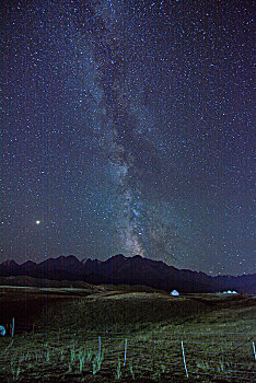 新疆沙湾鹿角湾草原银河之夜