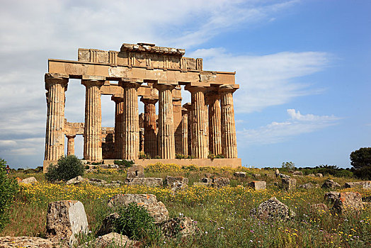 柱子,残留,庙宇,遗迹,塞利农特,西西里,意大利,欧洲