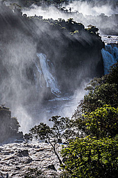 风景,伊瓜苏瀑布,流动,光线,伊瓜苏国家公园,巴西
