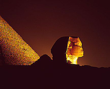 埃及,开罗,吉萨金字塔,狮身人面像,卡夫拉,金字塔