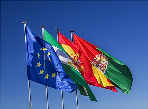 西班牙,欧盟,葡萄牙,旗帜,格拉纳达,安达卢西亚
