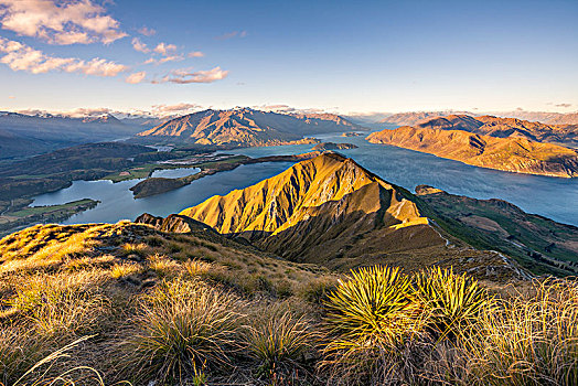 风景,山,湖,顶峰,夜光,瓦纳卡湖,南阿尔卑斯山,奥塔哥地区,南部地区,新西兰,大洋洲