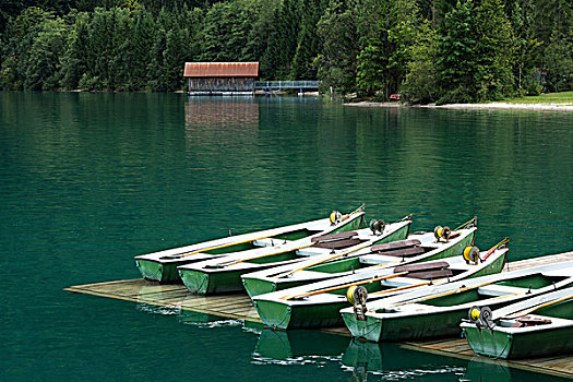 划艇,瓦尔幸湖,湖,夜光,上巴伐利亚,巴伐利亚,德国,欧洲